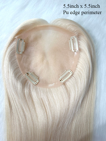 Platinum Blonde Hair Topper Mono Lace 5.5 inch x 5.5 inch Human Hair #60