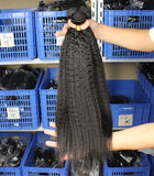 bleached knots black kinky straight Brazilian human hair bundles - Luckin Wigs
