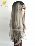 Synthetic Lace Front Gray Cosplay Wig For Women - Luckin Wigs