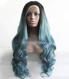 20 inches black ombre green body wave lace front wigs - Luckin Wigs