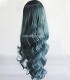 20 inches black ombre green body wave lace front wigs - Luckin Wigs