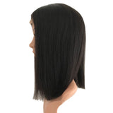 12 inches Natural Black Bob Style Human Hair Lace Wigs Straight Wig 150% density - Luckin Wigs