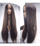24 inch black straight human hair lace wigs pre-plucked hairline 150% density - Luckin Wigs