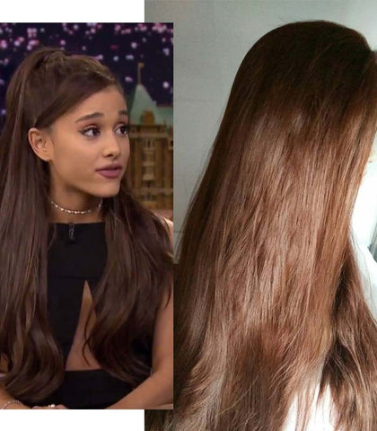 Long brown straight synthetic lace front wigs for Halloween fashion - Luckin Wigs