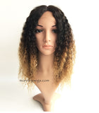 16 inches fake scalp lace wigs kinky cury black ombre blonde virgin human hair wigs - Luckin Wigs