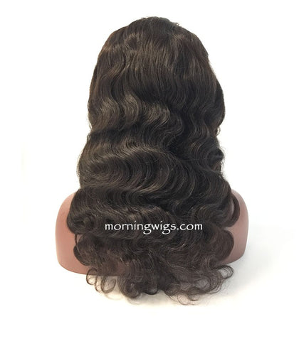 20 inches fake scalp lace wigs black body wave satin human hair wigs for great women - Luckin Wigs