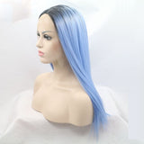 18 incches blue synthetic natural straight lace front wigs - Luckin Wigs