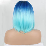 16 inches ombre blue synthetic lace front hair wigs - Luckin Wigs