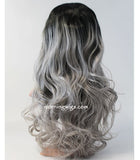 Halloween celebrate happy black ombre gray wave lace front wigs - Luckin Wigs