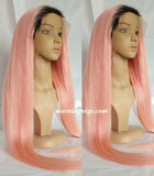 Fashion Hollywood 20 inches natural straight pink human hair lace wig - Luckin Wigs
