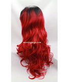 20 inches dark root red body wave synthetic lace front wigs - Luckin Wigs