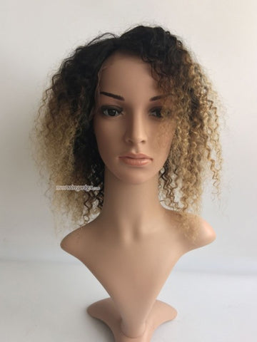 10 inches Brazilian Hair kinky curly 1B-27 ombre lace front wigs pre-plucked hairline - Luckin Wigs