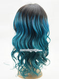 18 inches body wave 1B-blue ombre lace wig - Luckin Wigs