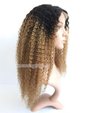 kinky curly 16 inches 6mm curly 1B-27 ombre Brazilian human hair wig 150% density - Luckin Wigs
