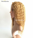 16 inches 6mm curly blonde Brazilian Hair lace front wig - Luckin Wigs