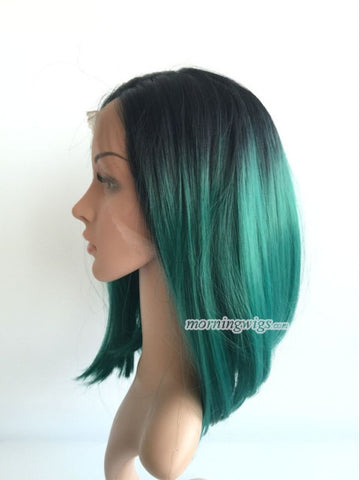 Black ombre green Synthetic Lace Front Wigs - Luckin Wigs