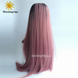 22" dark pink lace front synthetic wigs - Luckin Wigs