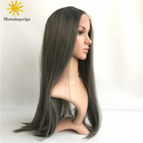 Ombre dark grey wig Synthetic lace front wig - Luckin Wigs