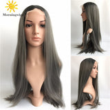 Ombre dark grey wig Synthetic lace front wig - Luckin Wigs