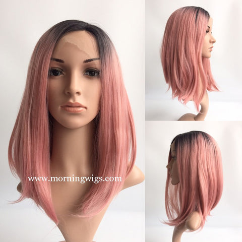 Black Ombre Pink Synthetic lace front wigs for women - Luckin Wigs