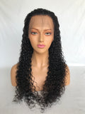 Human Remy Hair Curly Wigs Lace Front Wigs with Silk Top Natural Black 20" 150% Density - Luckin Wigs