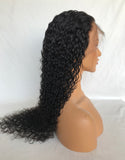 Human Remy Hair Curly Wigs Lace Front Wigs with Silk Top Natural Black 20" 150% Density - Luckin Wigs