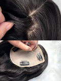 Human Hair Topper With Bangs Curly Silk Base 12 x 13 cm