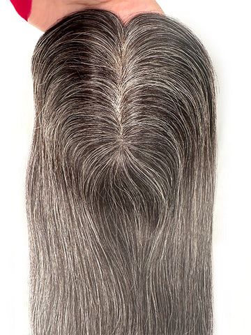 Salt and Pepper Hair Topper Mono Lace Human Hair