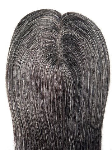 Salt and Pepper Hair Topper Mono Lace Human Hair