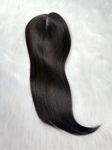 Silk Hair Topper For Thinning Crown Straight Human Hair 12 x 13 Full Silk Base