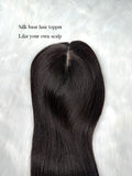 Silk Hair Topper For Thinning Crown Straight Human Hair 12 x 13 Full Silk Base
