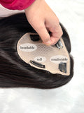 Silk Human Hair Toppers with Bangs for Thinning Crown Straight 12 x 13 cm