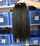 bleached knots black kinky straight Brazilian human hair bundles - Luckin Wigs