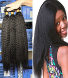 bleached knots black kinky straight Brazilian human hair bundles - Luckin Wigs