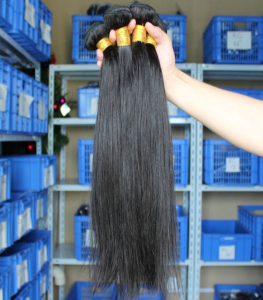 black straight Brazilian human hair bundles - Luckin Wigs