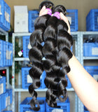 18" black loose wave Brazilian human hair extension - Luckin Wigs