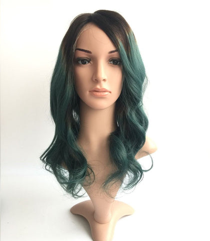 14inches 1b-green body wave Brazilian human hair wigs - Luckin Wigs