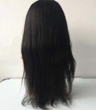 20 inches straight black Lace Front Mongolian Human Hair Wigs with bang - Luckin Wigs