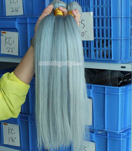 green straight Mongolian human hair wefts for sex women - Luckin Wigs