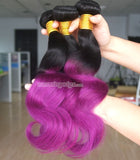 black ombre purple body wave human hair extension - Luckin Wigs