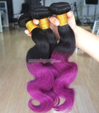 black ombre purple body wave human hair extension - Luckin Wigs