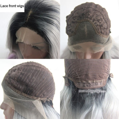 Synthetic Lace Front Gray Cosplay Wig For Women - Luckin Wigs