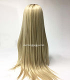 long dark root blond straight lace front synthetic wigs for women - Luckin Wigs