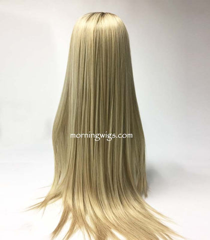 long dark root blond straight lace front synthetic wigs for women - Luckin Wigs