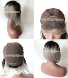 12 inches grey black bob lace front synthetic wigs - Luckin Wigs