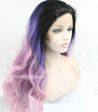 22inches black-purple-pink wave synthetic hair wigs - Luckin Wigs