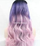 22inches black-purple-pink wave synthetic hair wigs - Luckin Wigs