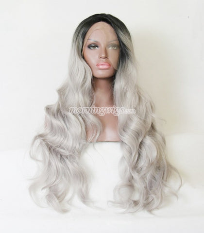 20 inches black grey body wave syntheitc hair wigs - Luckin Wigs