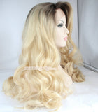 20 inches black ombre light brown body wave lace front wigs - Luckin Wigs