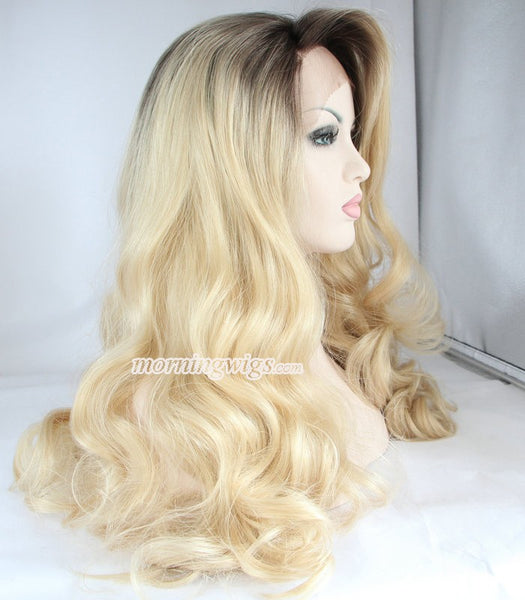 20 inches black ombre light brown body wave lace front wigs - Luckin Wigs